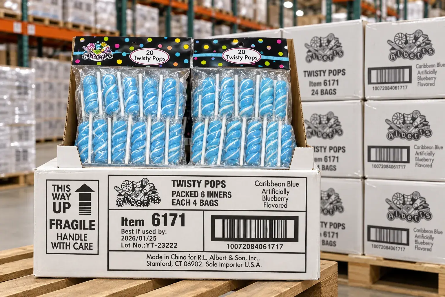 Albert's Twisty Pops Caribbean Blue Blueberry