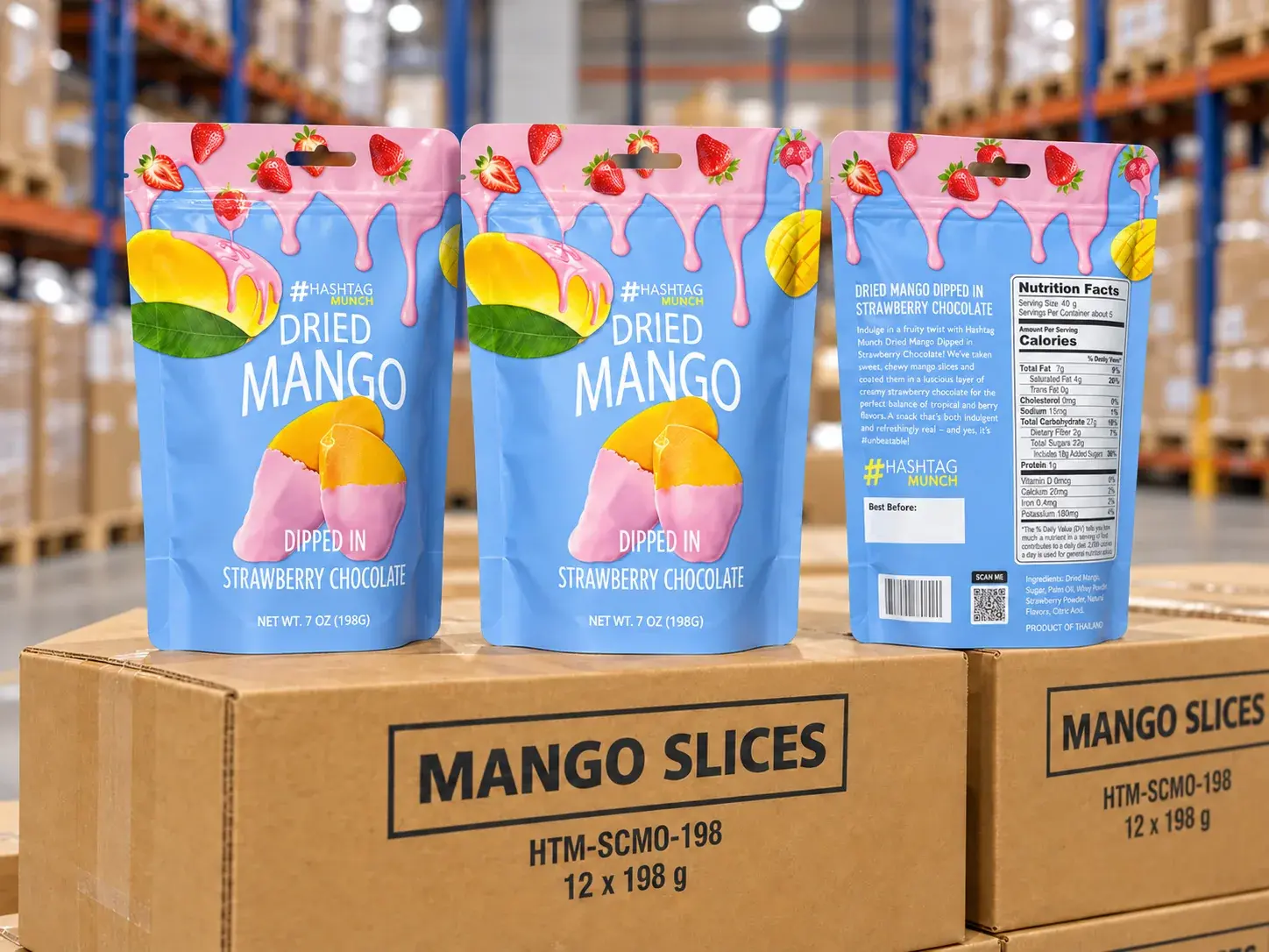 Hashtag Munch Dried Mango in Strawberry Chocolate