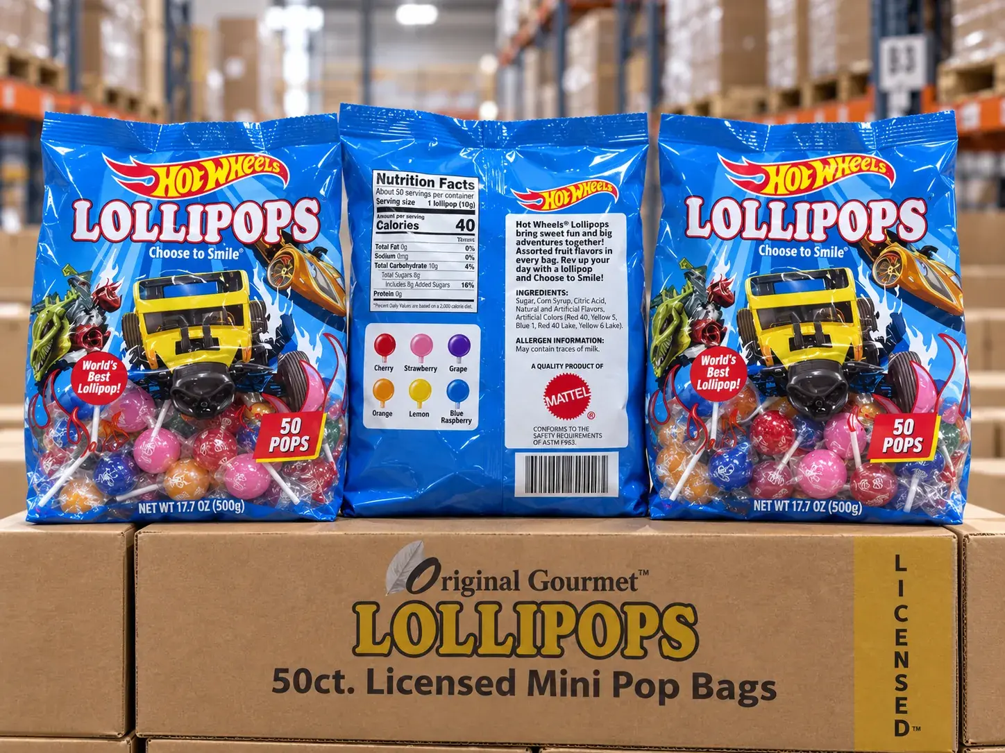 Hot Wheels Licensed Mini Lollipops 50-Count